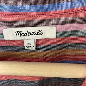 Madewell Womens Courier Button Back Shirt Rainbow Stripe Oversized size XS thumbnail 7