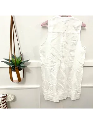 NWT Quince 100% European Linen Sleeveless Swing Dress Size M White Coastal thumbnail 7