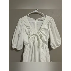 Abercrombie & Fitch White Puff Sleeve Cottagecore Mini Dress Women’s Size Medium thumbnail 4