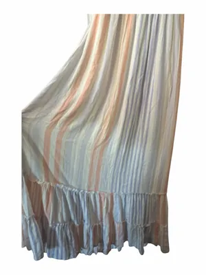 Miss Avenue Striped Strapless Maxi Dress in Peach & Light Blue thumbnail 3