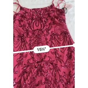 Crystal Sky Pink Sequin Mini Dress Women's L Sparkly Swiftie Spaghetti Strap NWT thumbnail 16