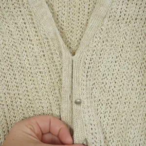 J. Crew Size Small Linen Open Knit Cardigan Sweater Oatmeal Beige V-Neck Fitted thumbnail 4