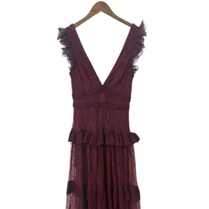 Lulus Marvelous Darling Burgundy Ruffled Tiered Maxi Dress size XS NWT thumbnail 7
