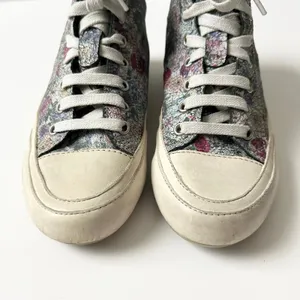 Candice Cooper High Top Leather Floral Printed Sneakers Cream Size 37 EU 6.5 US thumbnail 4