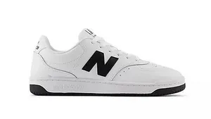 New Balance BB80 Low-Top Leather Sneakers, White/Black, Size 10.5/EU 42.5 thumbnail 1