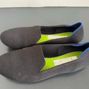 Rothy's The Flat Women’s Size 9 Ecru Textile Ballet Comfort Shoes Slip On Black thumbnail 7