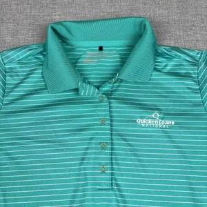 Nike Golf Polo Shirt Womens Medium Green Striped‎ Dri-FIT Quicken Loans National thumbnail 2