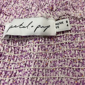 Petal & Pup Bonita Shirred Frill Long Sleeve Dress - Purple - US 4 thumbnail 6