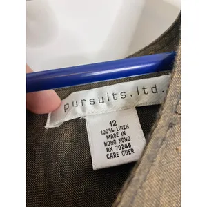 Pursuits Ltd Linen Pant Set Women 12/8 Brown Excellent Vintage Tunic Trousers thumbnail 3