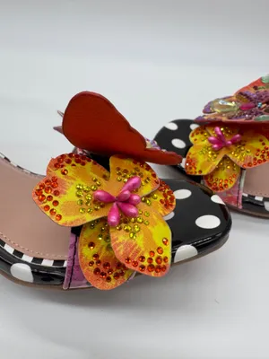 Betsey Johnson Camile Sandals 3D Butterfly Floral Ankle Strap Polka Dot Heel 5.5 thumbnail 17