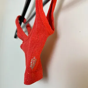 FREE PEOPLE Movement Glitter Cami in Hot Red Size X-Small thumbnail 2