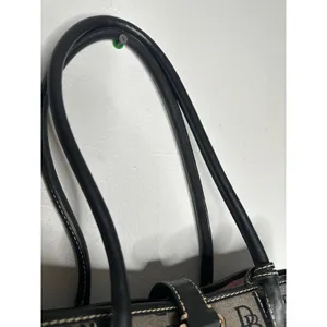 DOONEY & BOURKE Black Gray DB Monogram Buckle Flap Top Shoulder Large Tote Bag thumbnail 7