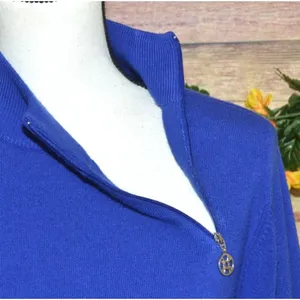 Designers Original Luxe 360 Ladies Blue Mock Neck Sweater Size XL Shoulder Zip thumbnail 4