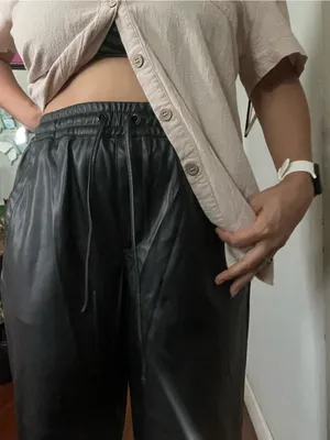Dollhouse Black Faux Leather Skirt with Elastic Waistband thumbnail 7
