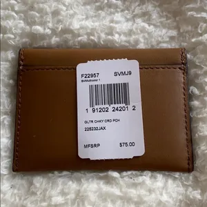 Coach Glitter Cheeky Card Pouch in Light Brown Leather thumbnail 5