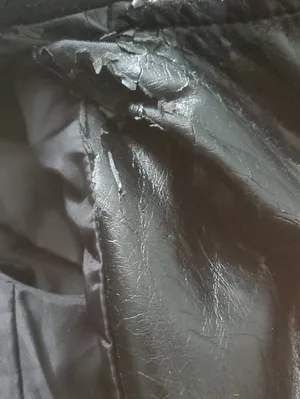 Divided Black Asymmetrical Zip Pea Coat Inside Of Coat Is Peeling Doesnt Show On thumbnail 6