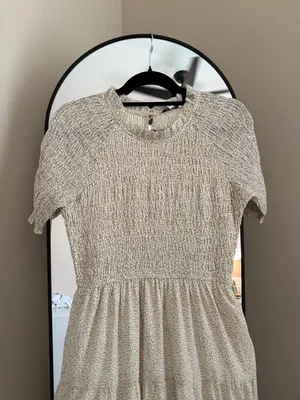 Polagram Cream Smocked Short Sleeve Tiered Maxi Dress thumbnail 2