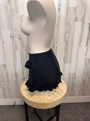 Ruffle Hem Wrap Swim Skirt Womens S Solid Black High Rise Bikini Cover Up thumbnail 3