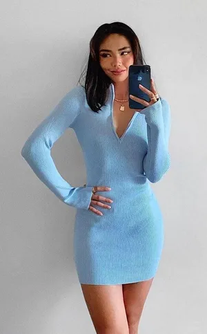 Princess Polly Blue Knit Dress thumbnail 1