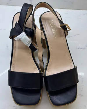Bella Marie Black Square Toe Block Heel Sandals Size 9 NWOT Minimalist Sleek thumbnail 1