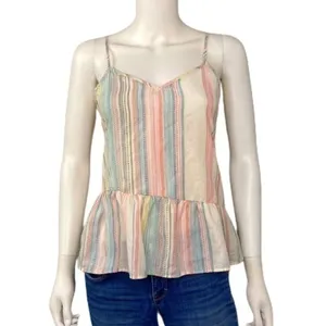 True Craft Boho Striped Peplum Tank Top Coastal Coquette Boho Cottagecore Size M thumbnail 2