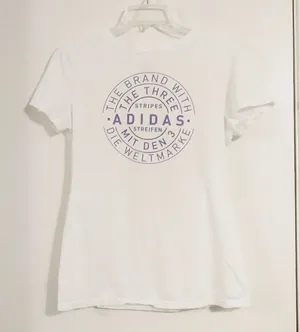Adidas White & Purple Spellout Logo The Go-To Tee Tshirt thumbnail 1