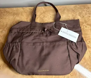 Modern Picnic Insulated Lunch Tote Brown Nylon Cooler Bag NWT Reusable Work thumbnail 1
