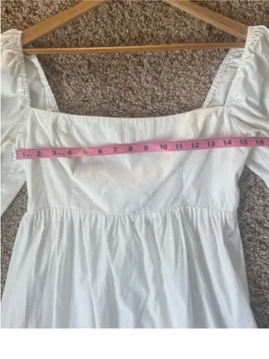 Reformation White Organic Cotton Square-Neck Puff Sleeve Dress thumbnail 6