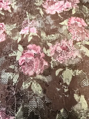 New In Floral Mesh Mock Neck Top Brown‎ Pink Rose Print M thumbnail 9