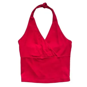 🔃Ambiance Apparel Red Halter Crop Top thumbnail 2