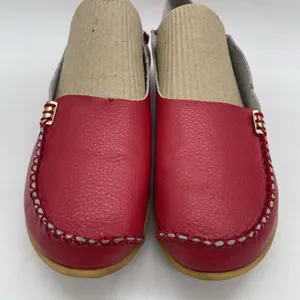 Venus Celia Womens‎ 39 (8.5) Shoes Moccasins Red Leather Slip On Moc Toe Walking thumbnail 3