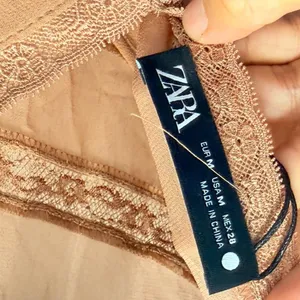ZARA 2025‎ Collection | NEW Tan Lace Slip Midi Dress Medium Dainty Coquette Fem thumbnail 11