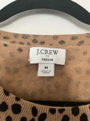 J Crew Leopard Print Lightweight Sweater Medium Tan Neutral Minimalist Office thumbnail 2