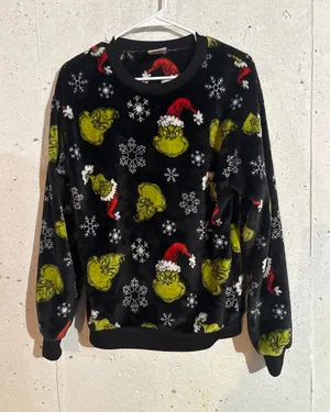 The Grinch Christmas Fuzzy Pullover Sweater | Size: Medium Green thumbnail 1