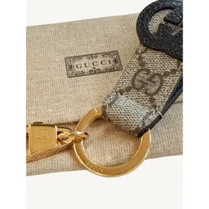 Gucci Interlocking G Keychain Ring Bag Charm GG Supreme Black Leather 701432 NIB thumbnail 13