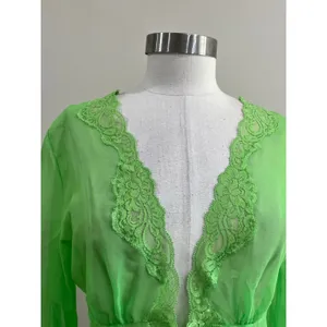 Shirley of Hollywood Sheer Lace Robe Lingerie‎ Coquette Green S/M thumbnail 4