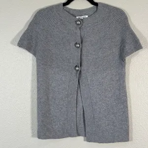 Alice & Olivia Grey Cashmere Y2K Sweater Womens S Chunky Buttons Fall Cardigan thumbnail 13