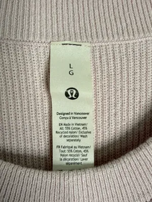 Lululemon Women’s Large Pink Ribbed Long Sleeve Crewneck Sweater thumbnail 3