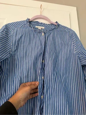 Free Assembly Blue Plaid Shirt Rhinestone Button Blouse Top thumbnail 5