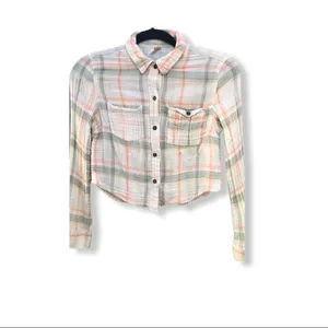 Free People Plaid Cotton Crop Shirt‎ thumbnail 8