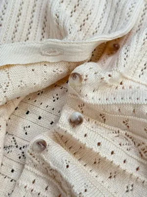 Sézane Cream Open-knit Lace Cardigan thumbnail 5