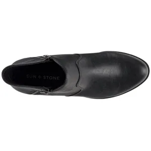 NEW Sun + Stone Womens Adelinee Faux Leather Ankle Boots 10017856000 Black 5M thumbnail 3