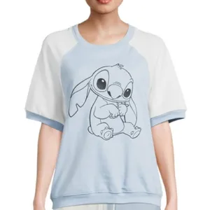 Disney Stitch Blue and White Short‎ Sleeve Top thumbnail 1