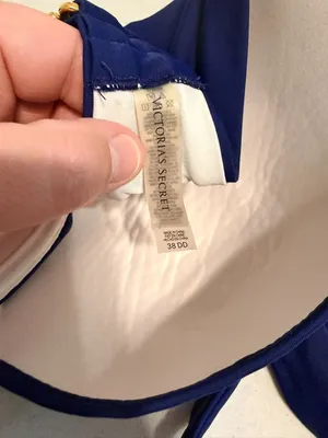 Victoria's Secret Navy Blue Tie-Neck Clasp Back Bikini Swim Top 38DD thumbnail 3