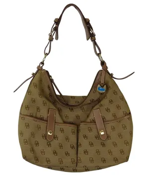 Y2K Vintage Dooney & Bourke Brown Monogram Canvas Hobo Shoulder Bag thumbnail 1