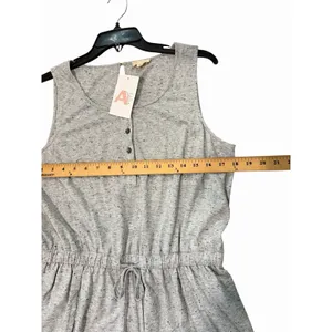 Hem and Thread Romper Size Large Button Front V Neck Short‎ Sleeve Gray #BBB12-1 thumbnail 5