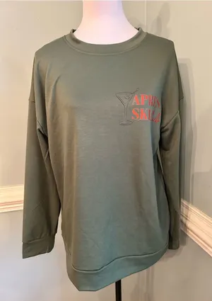 Apres Ski Olive Green Graphic Sweatshirt Size M thumbnail 1