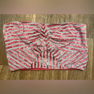 Intimately Free People Strapless Bandau Top L Large Pink & Gray Striped Stripes thumbnail 1