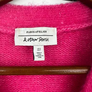 Paris Atelier &‎ Other Stories bright pink cable knit cardigan Wool Mohair small thumbnail 5