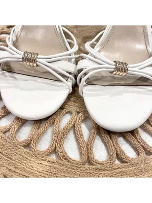 White House Black Market Gold Detail Strappy White Leather Sandal Size 8.5 thumbnail 7
